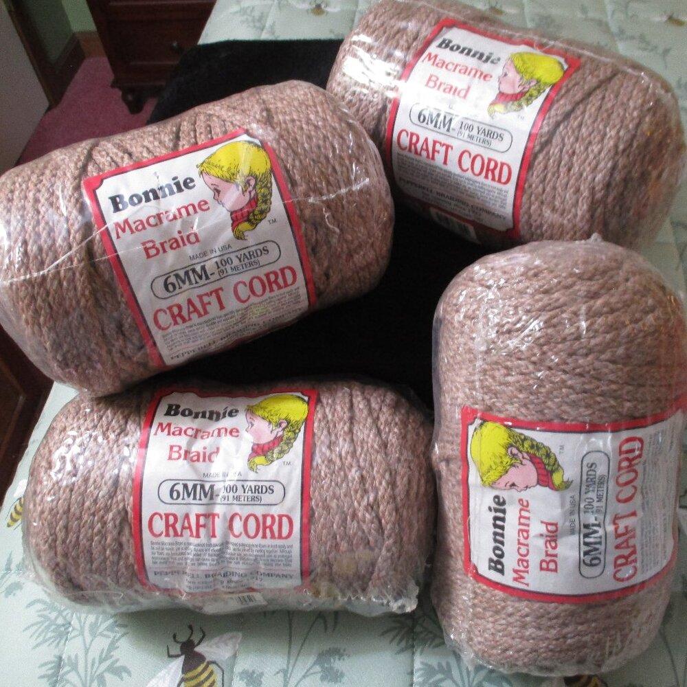 Lot of Four Bonnie Macrame Braid Craft Cord Pottery Color 100 Yards Each NEW
